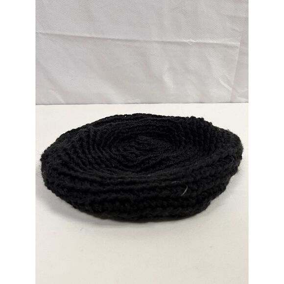 Handmade Unisex Crochet Wool Beret Hat Cap Black One Size - Picture 4 of 4